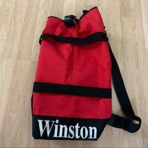 Winston sling bag red/black rare HTF spell out EUC